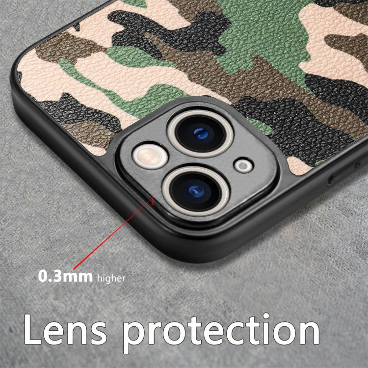 For iPhone 15 Pro Retro Camouflage Leather Back Phone Case(Green) - HoMEdemic™ 