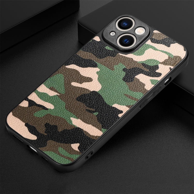 For iPhone 15 Pro Retro Camouflage Leather Back Phone Case(Green) - HoMEdemic™ 