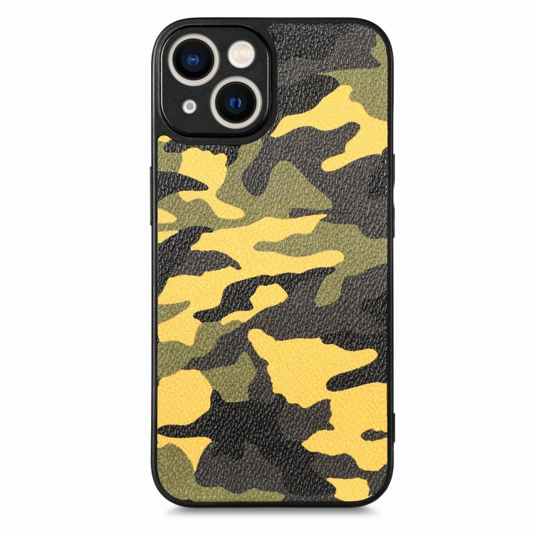 For iPhone 15 Pro Retro Camouflage Leather Back Phone Case(Yellow) - HoMEdemic™ 