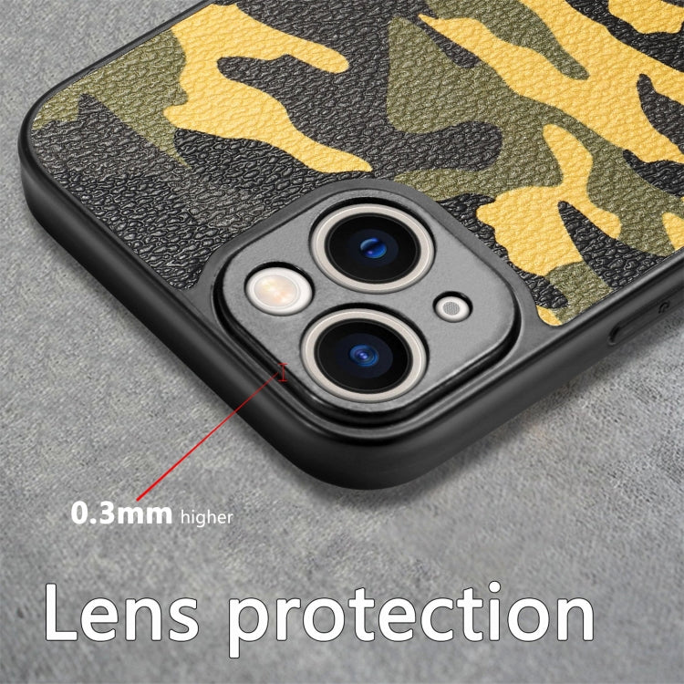 For iPhone 15 Pro Retro Camouflage Leather Back Phone Case(Yellow) - HoMEdemic™ 