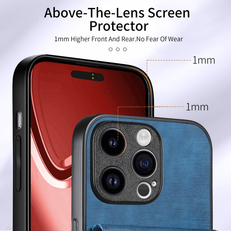 For iPhone 15 Pro Retro Card Wallet Fold Leather Phone Case with Strap(Blue) - HoMEdemic™ 