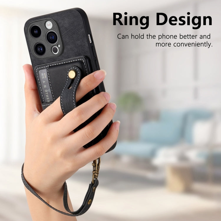 For iPhone 15 Pro Retro Cross Wristband Wallet Leather Back Phone Case(Black) - HoMEdemic™ 