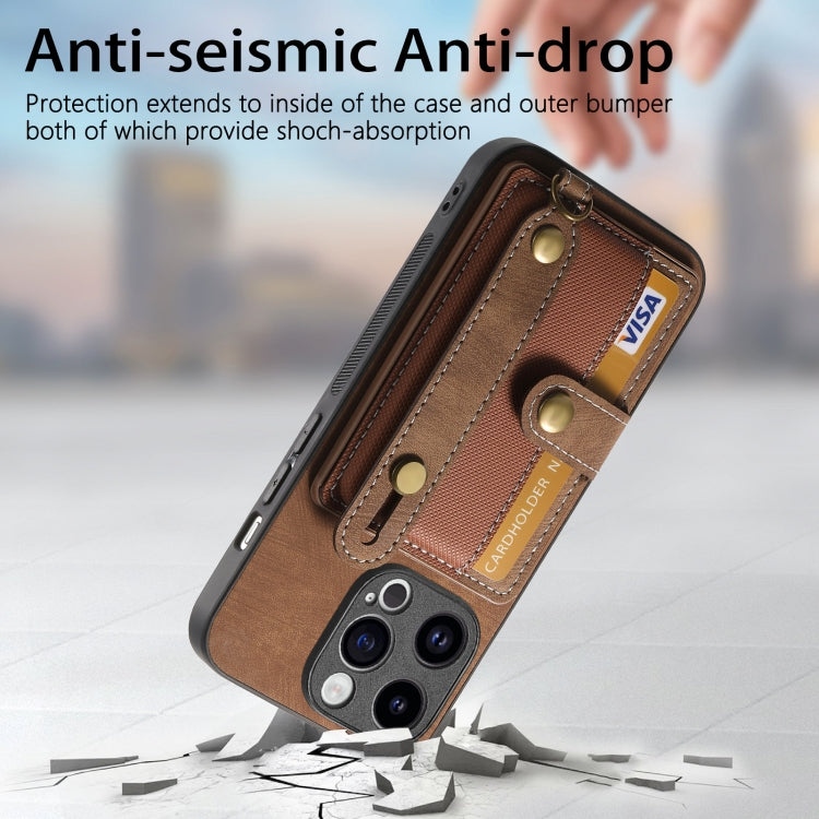 For iPhone 15 Pro Retro Cross Wristband Wallet Leather Back Phone Case(Brown) - HoMEdemic™ 