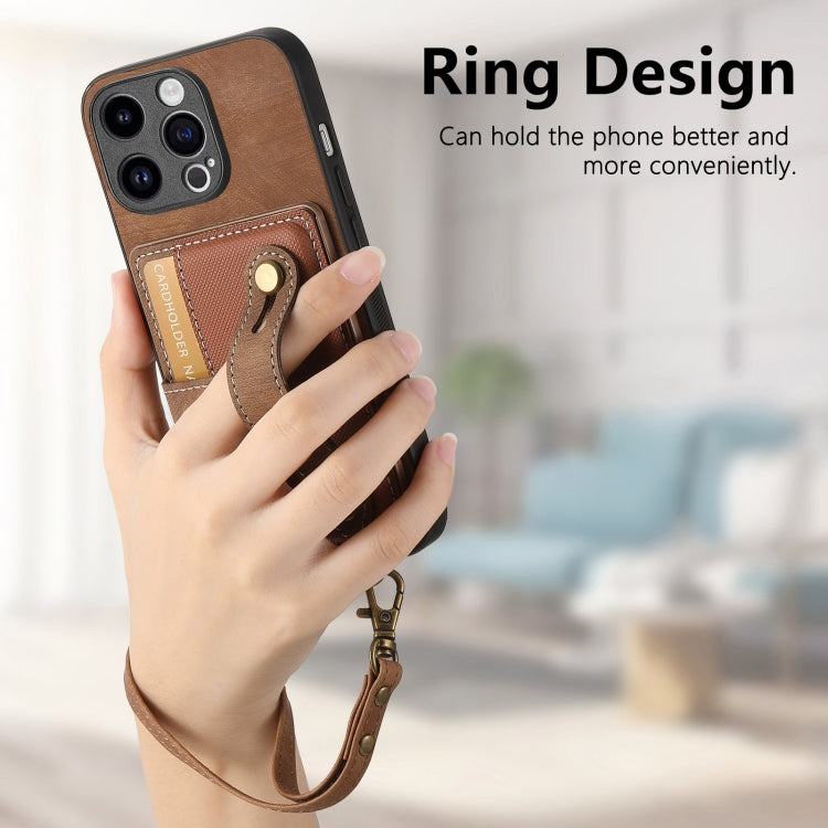 For iPhone 15 Pro Retro Cross Wristband Wallet Leather Back Phone Case(Brown) - HoMEdemic™ 