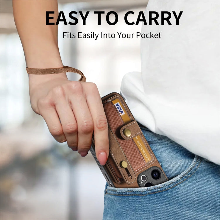 For iPhone 15 Pro Retro Cross Wristband Wallet Leather Back Phone Case(Brown) - HoMEdemic™ 