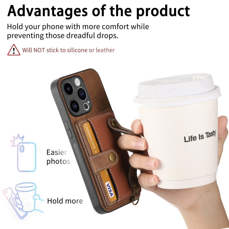 For iPhone 15 Pro Retro Cross Wristband Wallet Leather Back Phone Case(Brown) - HoMEdemic™ 