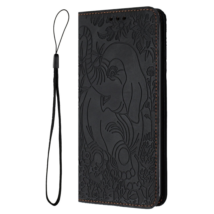 For iPhone 15 Pro Retro Elephant Embossed Leather Phone Case(Black) - HoMEdemic™ 