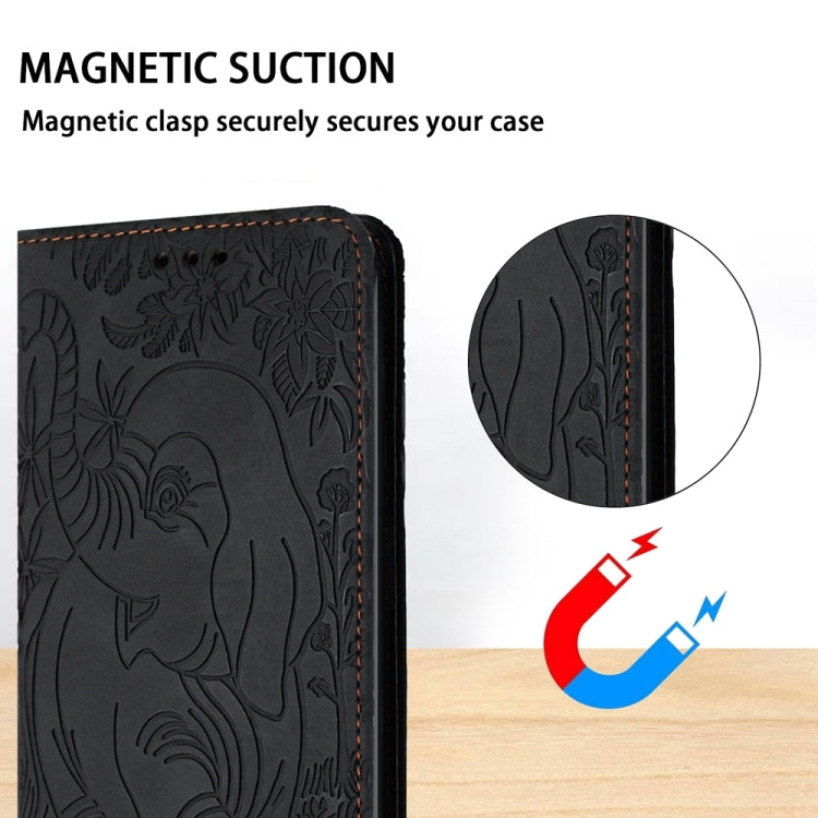 For iPhone 15 Pro Retro Elephant Embossed Leather Phone Case(Black) - HoMEdemic™ 