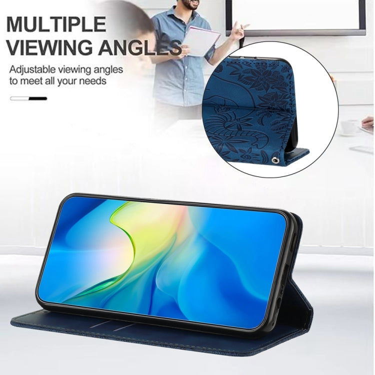 For iPhone 15 Pro Retro Elephant Embossed Leather Phone Case(Blue) - HoMEdemic™ 