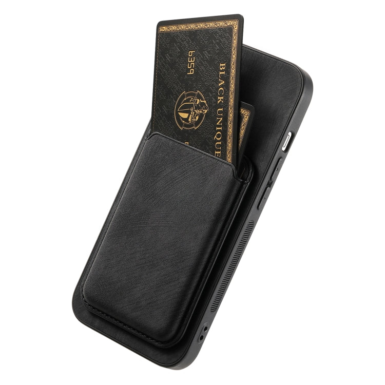 For iPhone 15 Pro Retro Leather Card Bag Magnetic Phone Case(Black) - HoMEdemic™ 