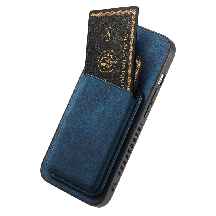 For iPhone 15 Pro Retro Leather Card Bag Magnetic Phone Case(Blue) - HoMEdemic™ 