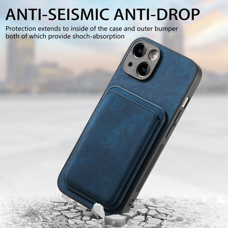 For iPhone 15 Pro Retro Leather Card Bag Magnetic Phone Case(Blue) - HoMEdemic™ 