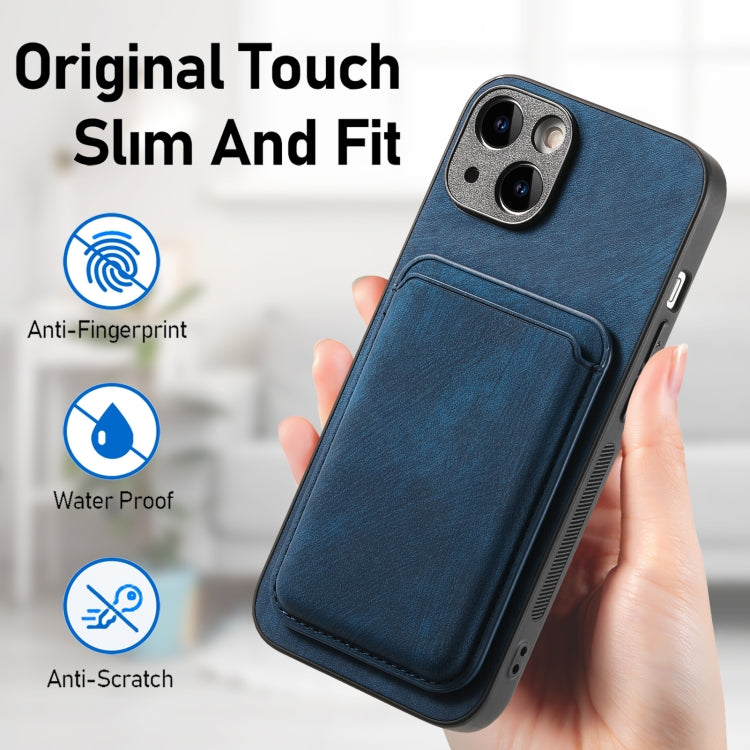 For iPhone 15 Pro Retro Leather Card Bag Magnetic Phone Case(Blue) - HoMEdemic™ 