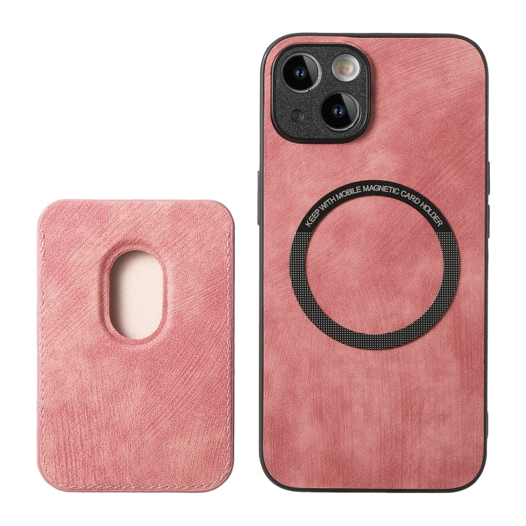 For iPhone 15 Pro Retro Leather Card Bag Magnetic Phone Case(Pink) - HoMEdemic™ 
