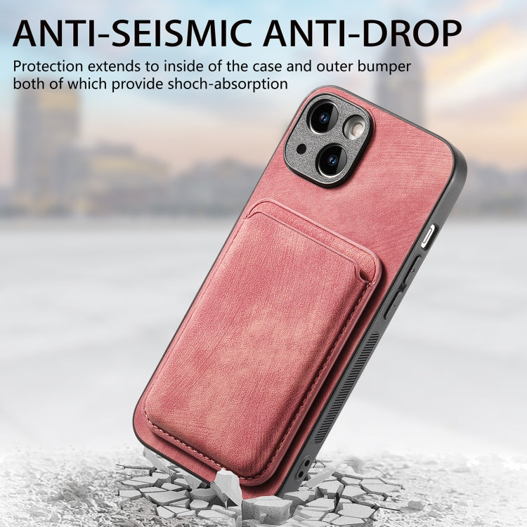 For iPhone 15 Pro Retro Leather Card Bag Magnetic Phone Case(Pink) - HoMEdemic™ 