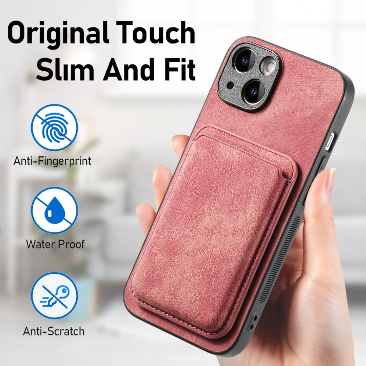 For iPhone 15 Pro Retro Leather Card Bag Magnetic Phone Case(Pink) - HoMEdemic™ 