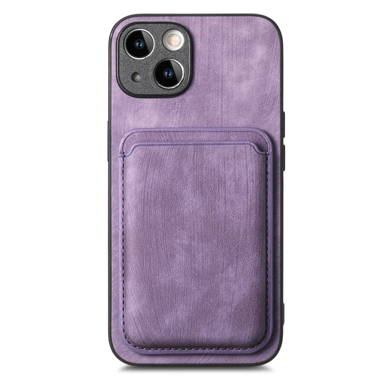 For iPhone 15 Pro Retro Leather Card Bag Magnetic Phone Case(Purple) - HoMEdemic™ 
