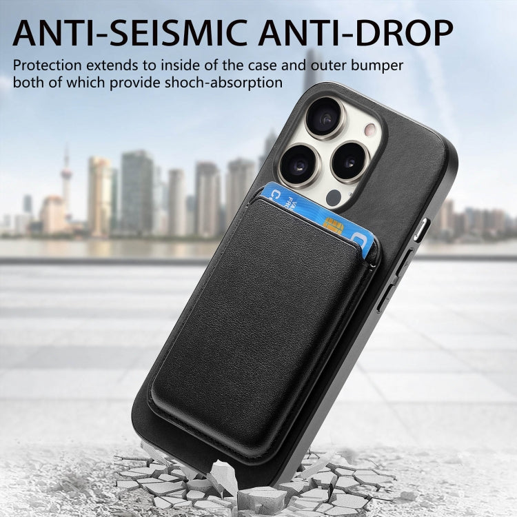 For iPhone 15 Pro Retro Magsafe Card Bag PU Back Cover Phone Case(Black) - HoMEdemic™ 