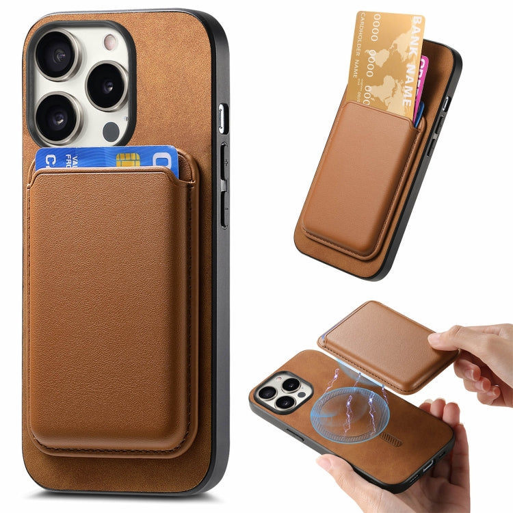For iPhone 15 Pro Retro Magsafe Card Bag PU Back Cover Phone Case(Brown) - HoMEdemic™ 