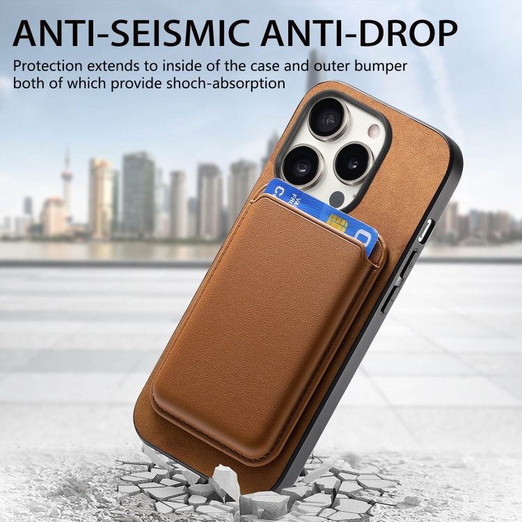 For iPhone 15 Pro Retro Magsafe Card Bag PU Back Cover Phone Case(Brown) - HoMEdemic™ 