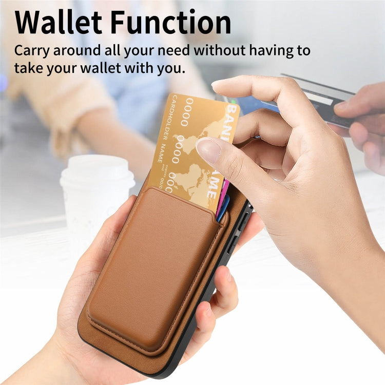For iPhone 15 Pro Retro Magsafe Card Bag PU Back Cover Phone Case(Brown) - HoMEdemic™ 