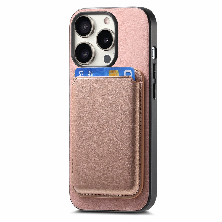 For iPhone 15 Pro Retro Magsafe Card Bag PU Back Cover Phone Case(Pink) - HoMEdemic™ 