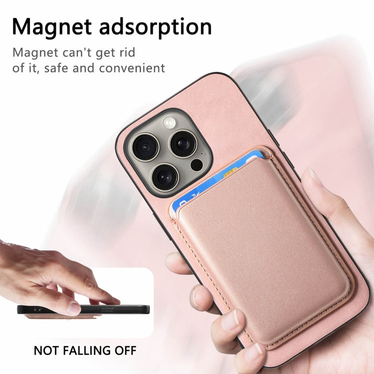 For iPhone 15 Pro Retro Magsafe Card Bag PU Back Cover Phone Case(Pink) - HoMEdemic™ 