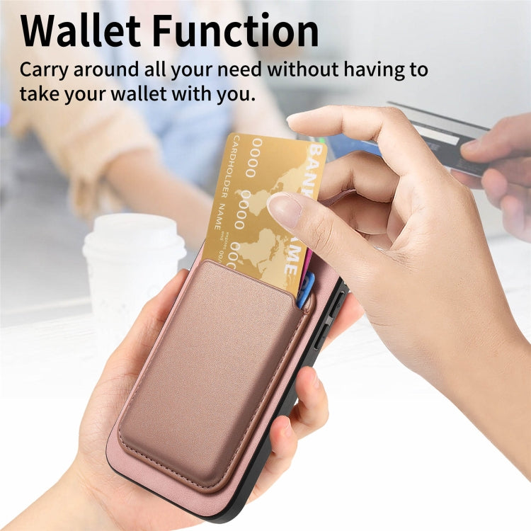 For iPhone 15 Pro Retro Magsafe Card Bag PU Back Cover Phone Case(Pink) - HoMEdemic™ 