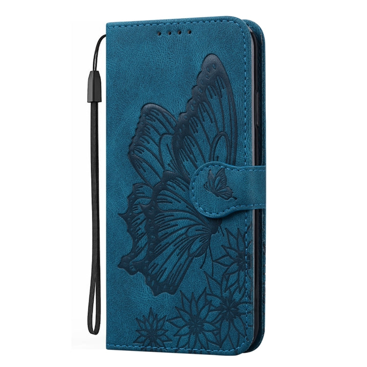 For iPhone 15 Pro Retro Skin Feel Butterflies Embossing Leather Phone Case(Blue) - HoMEdemic™ 