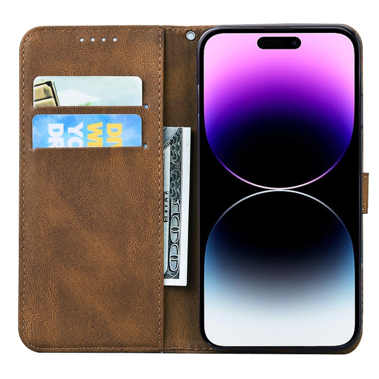 For iPhone 15 Pro Retro Skin Feel Butterflies Embossing Leather Phone Case(Brown) - HoMEdemic™ 
