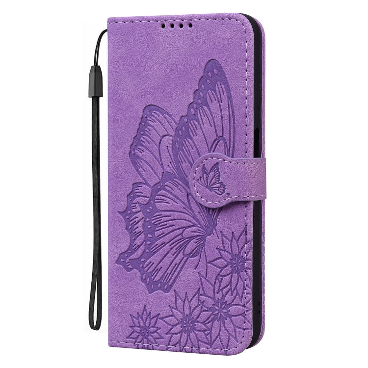 For iPhone 15 Pro Retro Skin Feel Butterflies Embossing Leather Phone Case(Purple) - HoMEdemic™ 