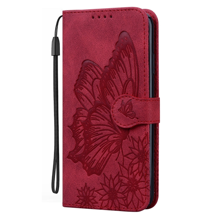For iPhone 15 Pro Retro Skin Feel Butterflies Embossing Leather Phone Case(Red) - HoMEdemic™ 