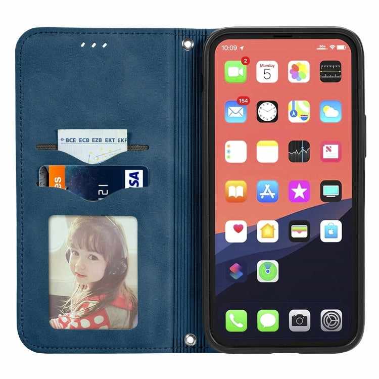 For iPhone 15 Pro Retro Skin Feel Magnetic Leather Phone Case(Blue) - HoMEdemic™ 