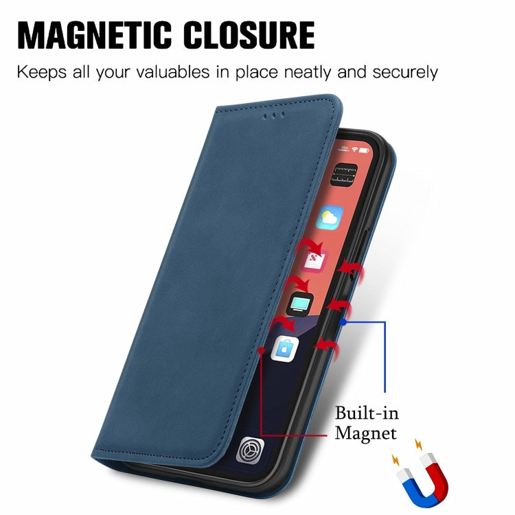 For iPhone 15 Pro Retro Skin Feel Magnetic Leather Phone Case(Blue) - HoMEdemic™ 