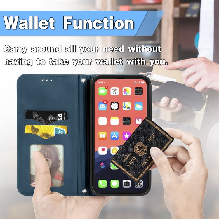 For iPhone 15 Pro Retro Skin Feel Magnetic Leather Phone Case(Blue) - HoMEdemic™ 