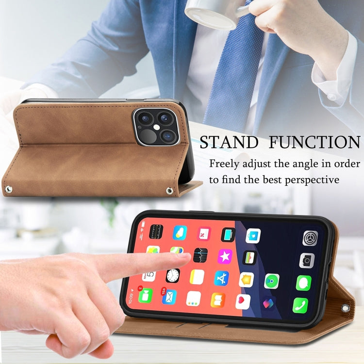 For iPhone 15 Pro Retro Skin Feel Magnetic Leather Phone Case(Brown) - HoMEdemic™ 