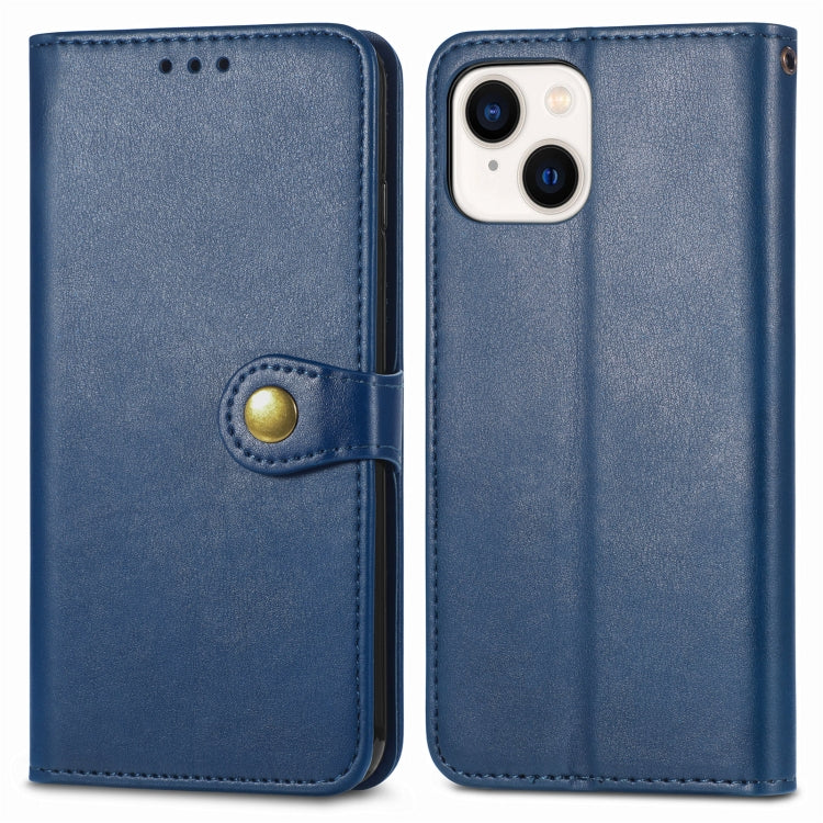 For  iPhone 15 Pro Retro Solid Color Buckle Leather Phone Case(Blue) - HoMEdemic™ 