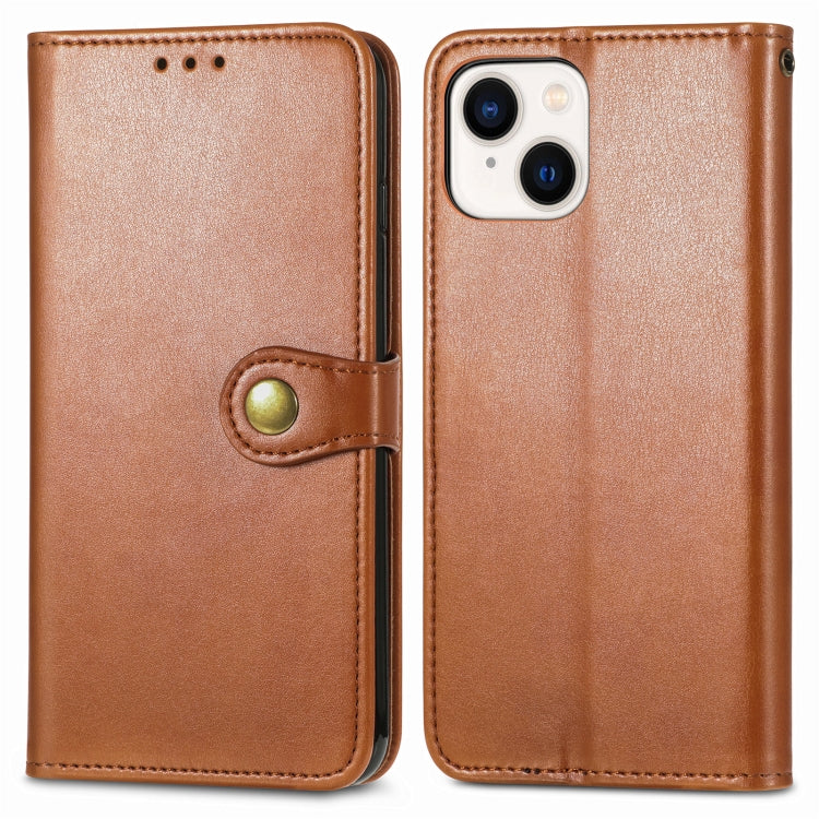 For  iPhone 15 Pro Retro Solid Color Buckle Leather Phone Case(Brown) - HoMEdemic™ 
