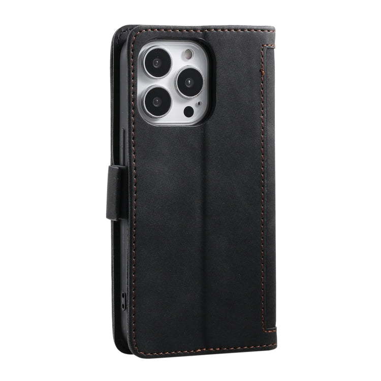 For iPhone 15 Pro Retro Splicing Horizontal Flip Leather Phone Case(Black) - HoMEdemic™ 
