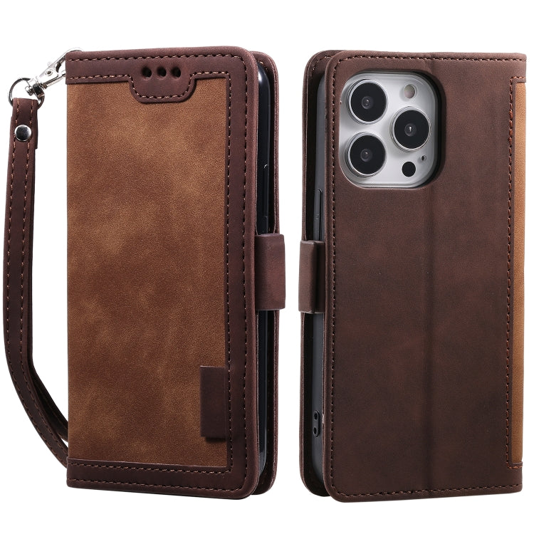 For iPhone 15 Pro Retro Splicing Horizontal Flip Leather Phone Case(Brown) - HoMEdemic™ 