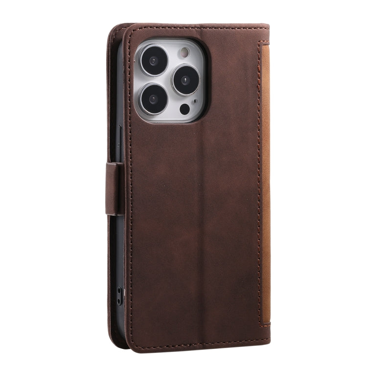 For iPhone 15 Pro Retro Splicing Horizontal Flip Leather Phone Case(Brown) - HoMEdemic™ 