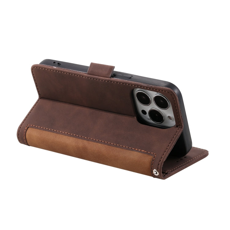 For iPhone 15 Pro Retro Splicing Horizontal Flip Leather Phone Case(Brown) - HoMEdemic™ 