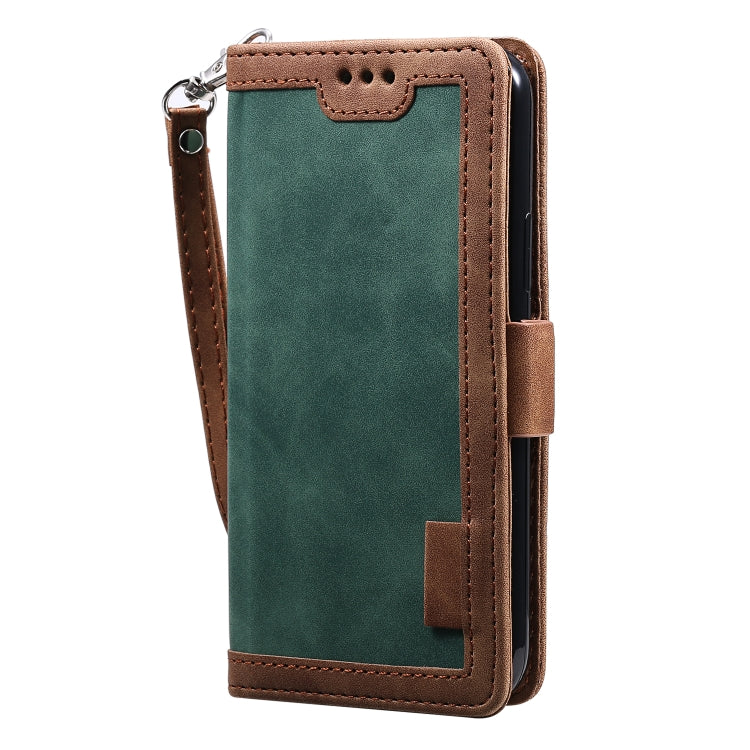 For iPhone 15 Pro Retro Splicing Horizontal Flip Leather Phone Case(Green) - HoMEdemic™ 