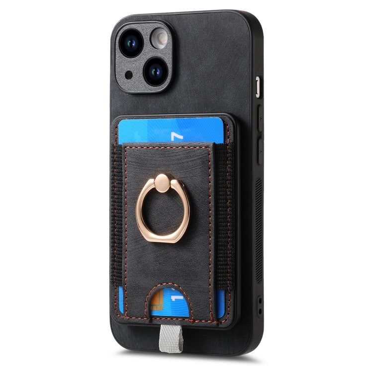 For iPhone 15 Pro Retro Splitable Magnetic Card Bag Leather Phone Case(Black) - HoMEdemic™ 