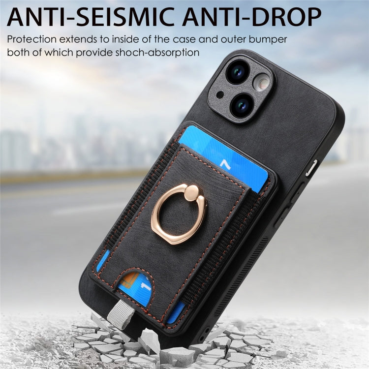 For iPhone 15 Pro Retro Splitable Magnetic Card Bag Leather Phone Case(Black) - HoMEdemic™ 
