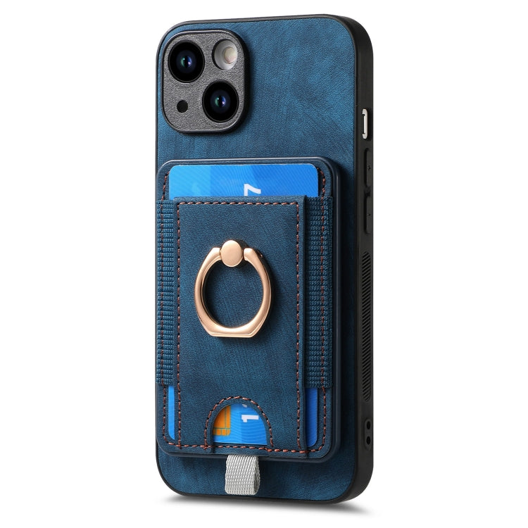 For iPhone 15 Pro Retro Splitable Magnetic Card Bag Leather Phone Case(Blue) - HoMEdemic™ 