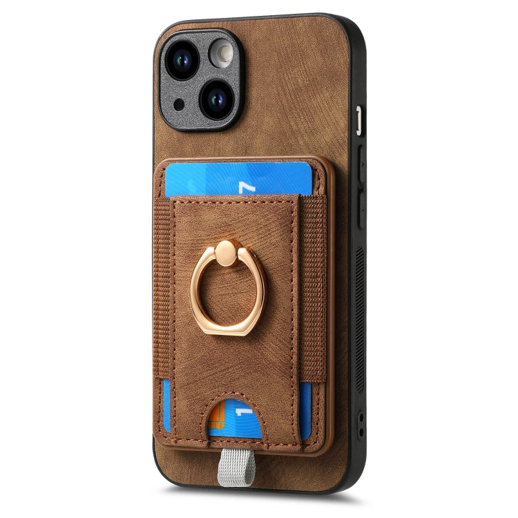 For iPhone 15 Pro Retro Splitable Magnetic Card Bag Leather Phone Case(Brown) - HoMEdemic™ 
