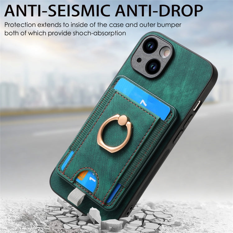 For iPhone 15 Pro Retro Splitable Magnetic Card Bag Leather Phone Case(Green) - HoMEdemic™ 