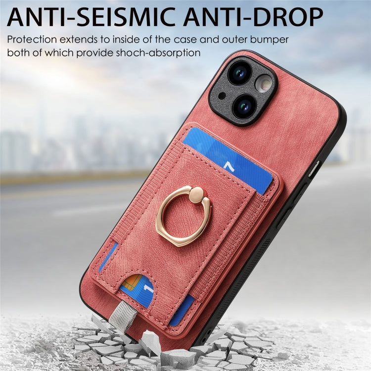For iPhone 15 Pro Retro Splitable Magnetic Card Bag Leather Phone Case(Pink) - HoMEdemic™ 