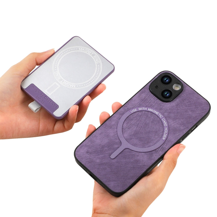 For iPhone 15 Pro Retro Splitable Magnetic Card Bag Leather Phone Case(Purple) - HoMEdemic™ 